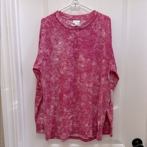 Lularoe Mark in pink tie-dye size Large. Vibrant Pink Henley Top NWT